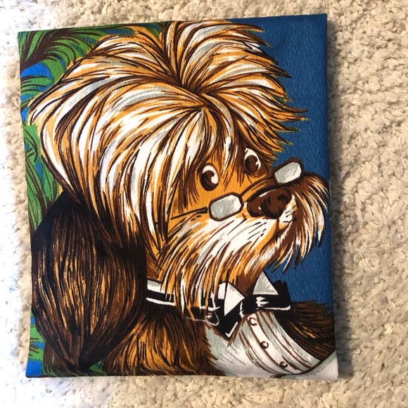 9686 Fabric Panel Vtg 1970’s Dog with Fiddle “Let’s Fiddle Around 22.5” x 29”. - Picture 10 of 11